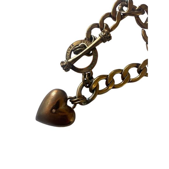 Juicy Couture HEART PENDANT BRACELET toggle clasp gold Y2K - Picture 5 of 8